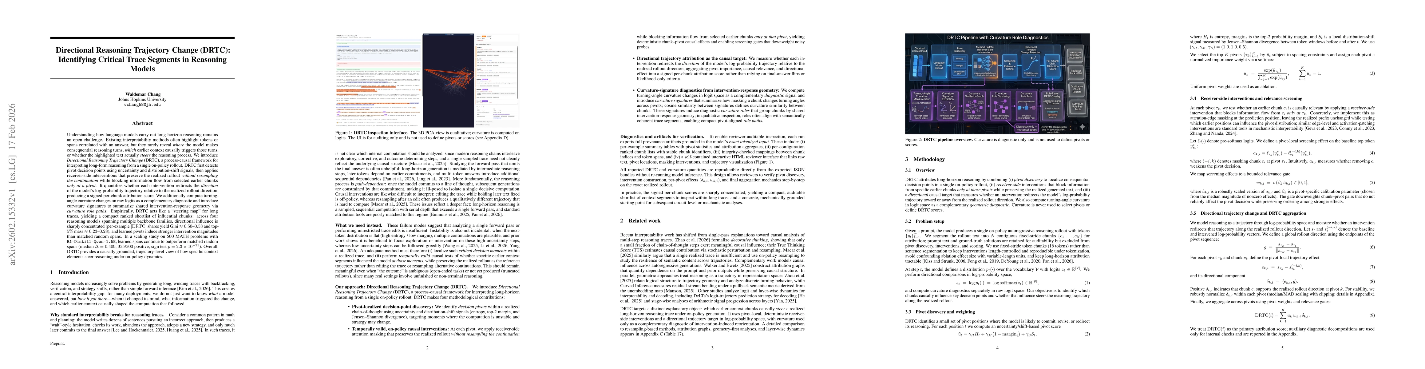 Thumbnail for Directional Reasoning Trajectory Change (DRTC): Identifying Critical Trace Segments in Reasoning Models