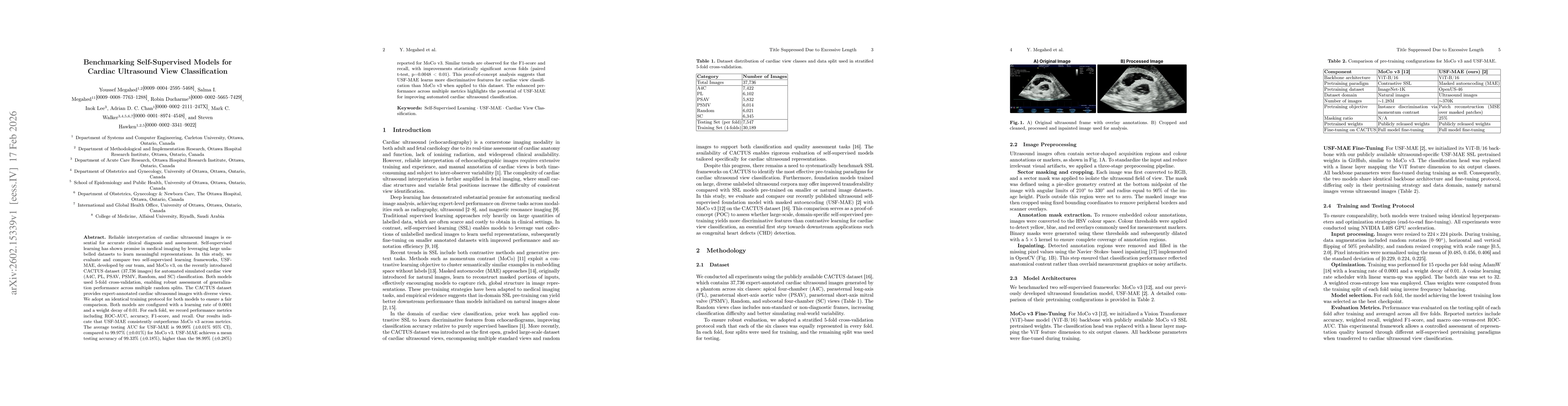 Thumbnail for Benchmarking Self-Supervised Models for Cardiac Ultrasound View Classification