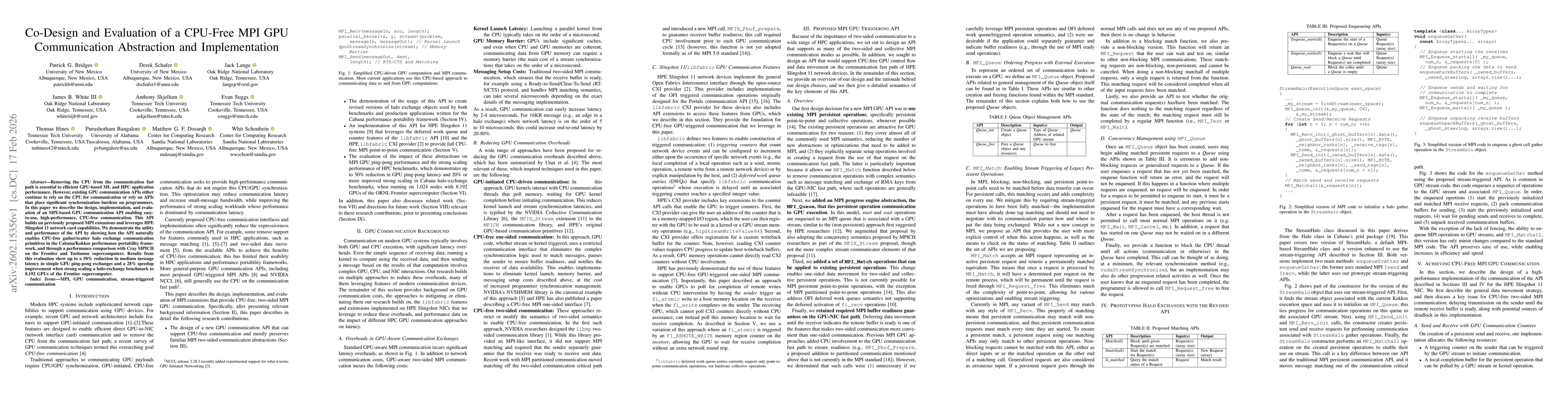 Thumbnail for Co-Design and Evaluation of a CPU-Free MPI GPU Communication Abstraction and Implementation
