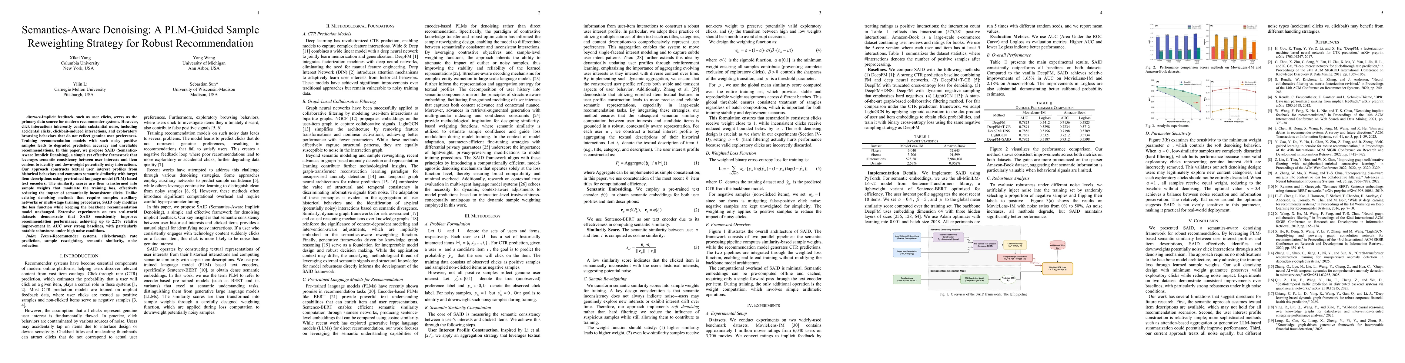 Thumbnail for Semantics-Aware Denoising: A PLM-Guided Sample Reweighting Strategy for Robust Recommendation