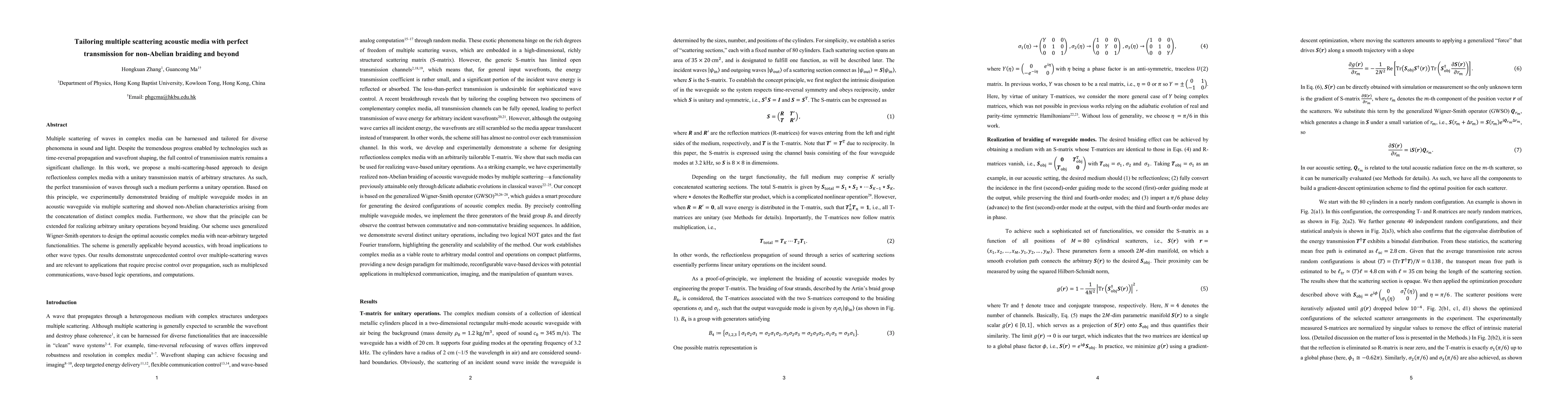 Thumbnail for Tailoring multiple scattering acoustic media with perfect transmission for non-Abelian braiding and beyond