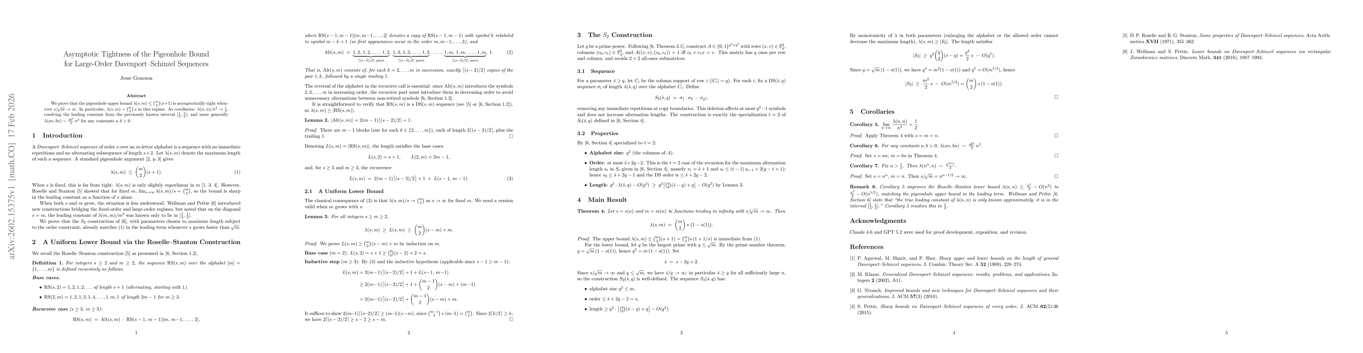 Thumbnail for Asymptotic Tightness of the Pigeonhole Bound for Large-Order Davenport-Schinzel Sequences