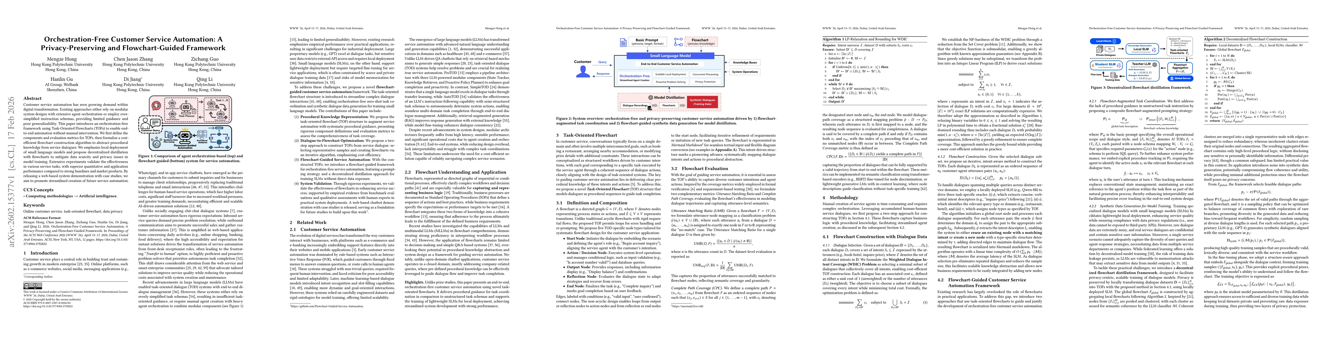 Thumbnail for Orchestration-Free Customer Service Automation: A Privacy-Preserving and Flowchart-Guided Framework