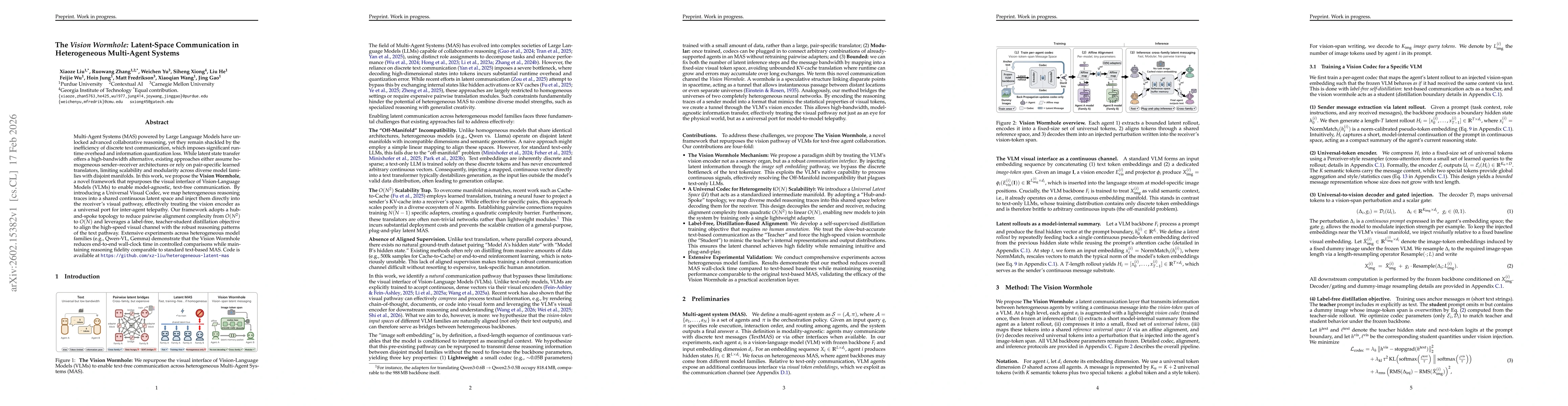 Thumbnail for The Vision Wormhole: Latent-Space Communication in Heterogeneous Multi-Agent Systems