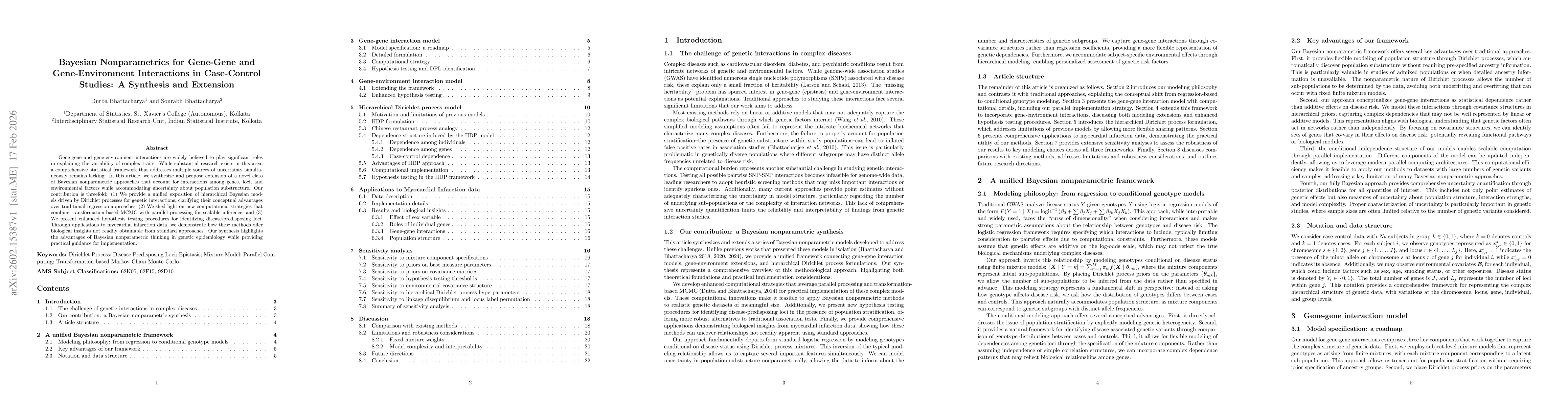 Thumbnail for Bayesian Nonparametrics for Gene-Gene and Gene-Environment Interactions in Case-Control Studies: A Synthesis and Extension
