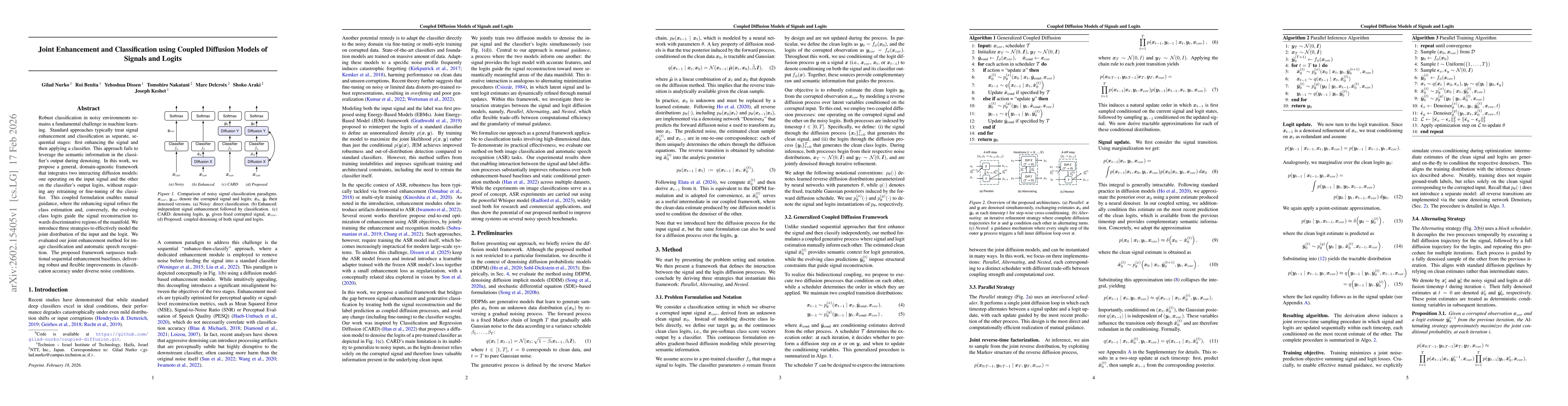 Thumbnail for Joint Enhancement and Classification using Coupled Diffusion Models of Signals and Logits