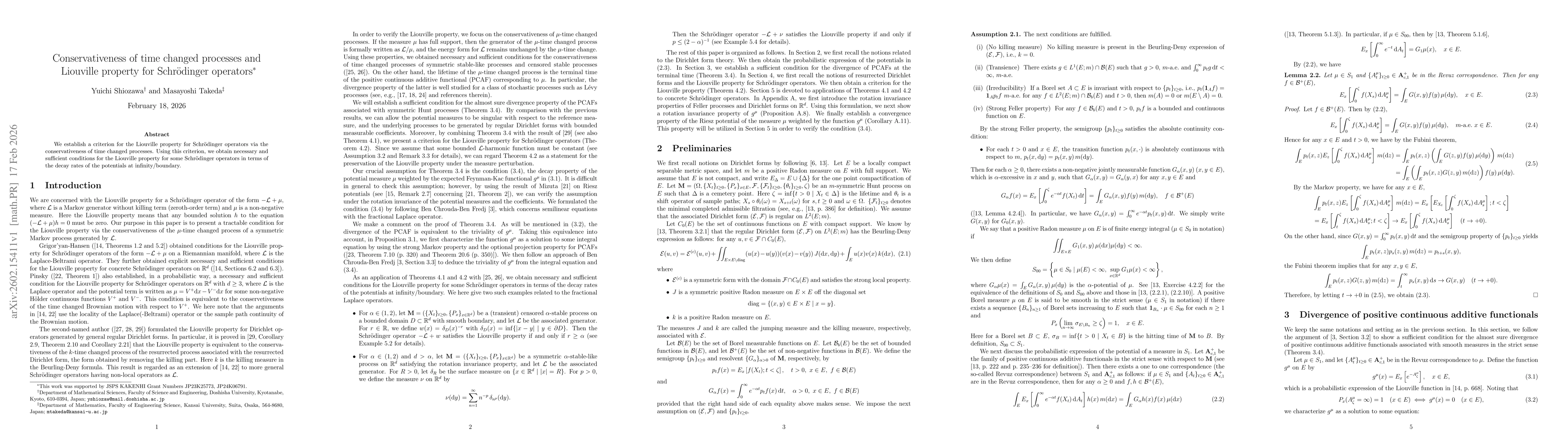 Thumbnail for Conservativeness of time changed processes and Liouville property for Schrödinger operators