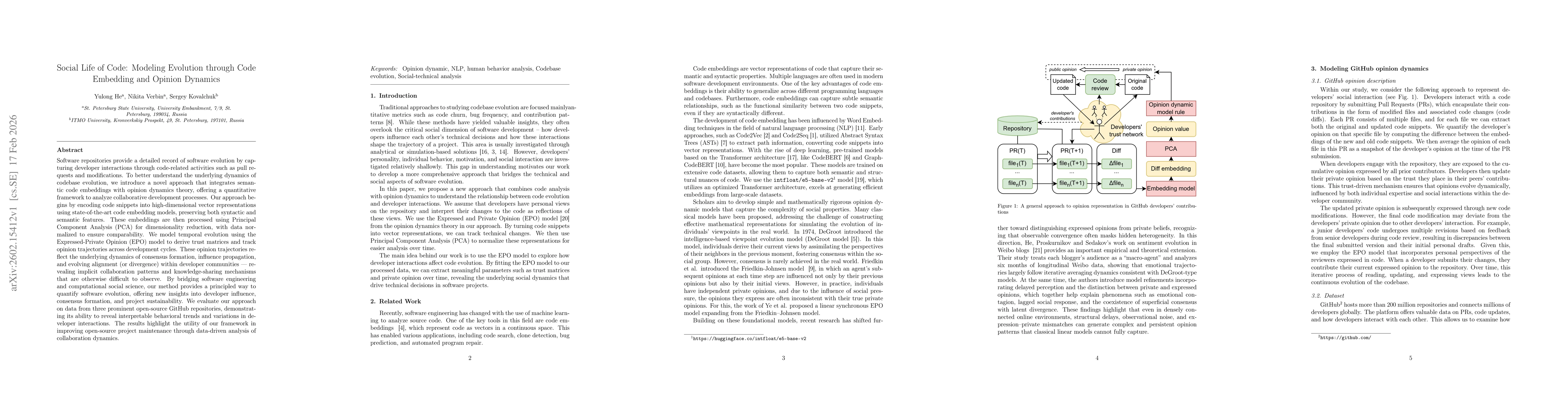 Thumbnail for Social Life of Code: Modeling Evolution through Code Embedding and Opinion Dynamics