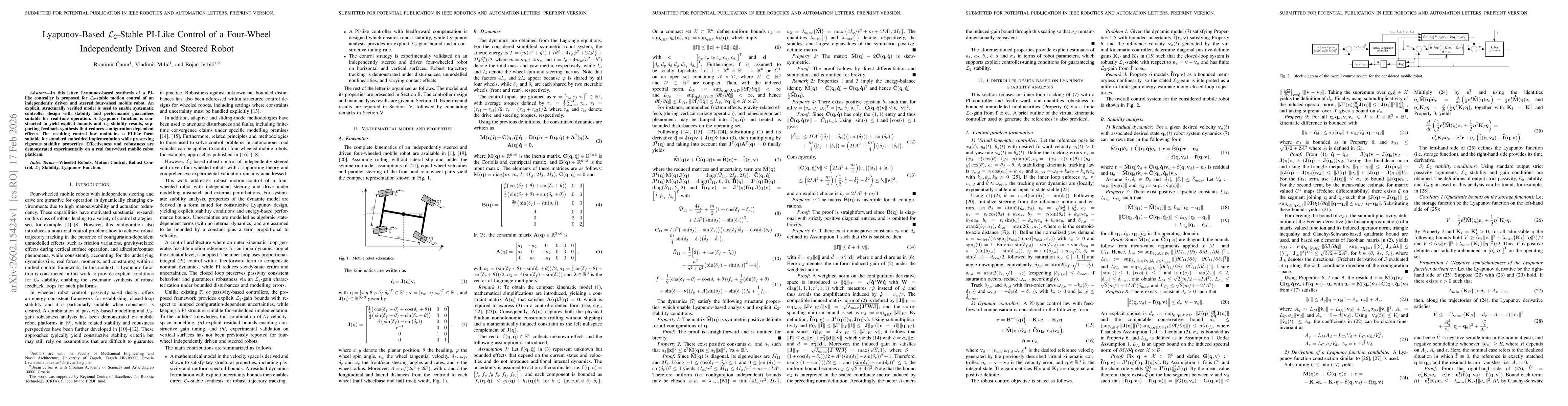 Thumbnail for Lyapunov-Based $\mathcal{L}_2$-Stable PI-Like Control of a Four-Wheel Independently Driven and Steered Robot