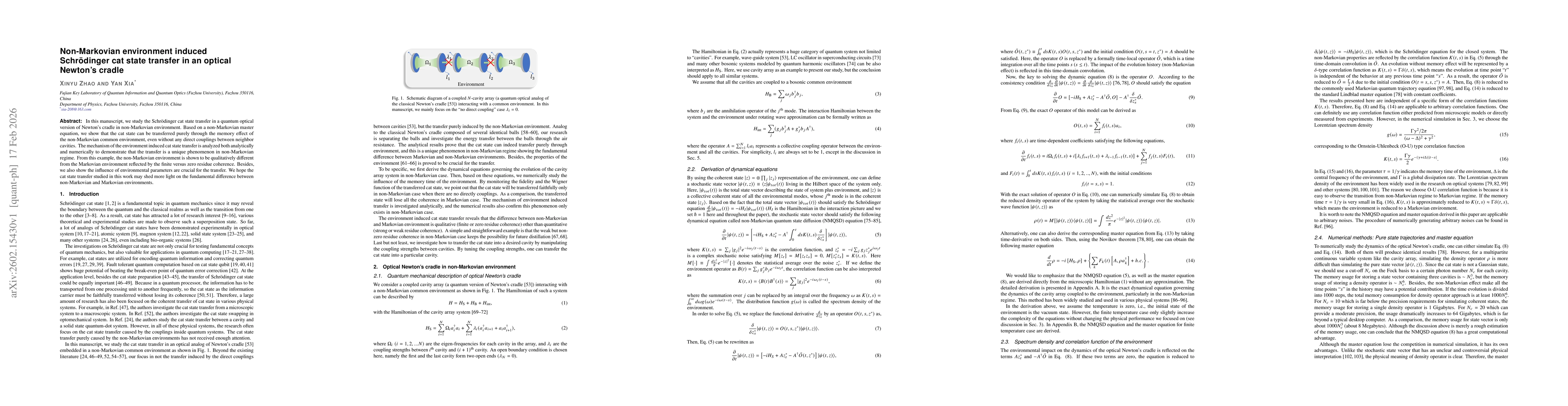Thumbnail for Non-Markovian environment induced Schrödinger cat state transfer in an optical Newton's cradle