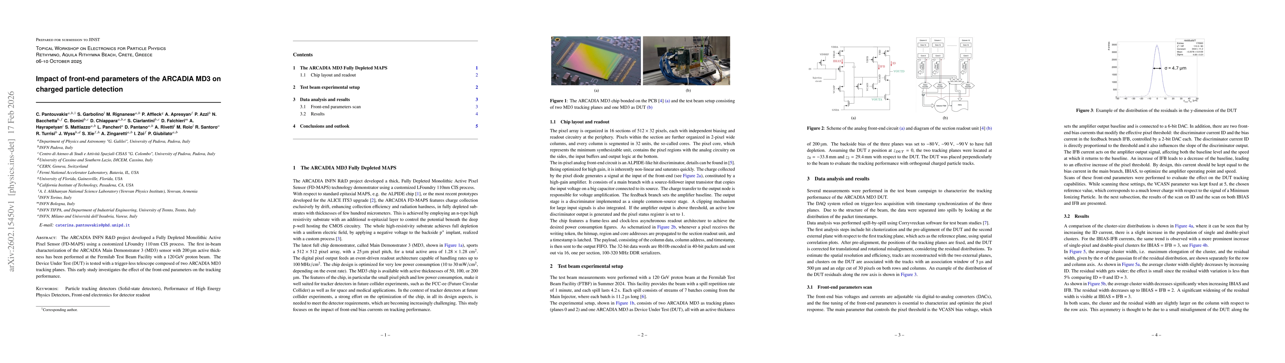 Thumbnail for Impact of front-end parameters of the ARCADIA MD3 on charged particle detection