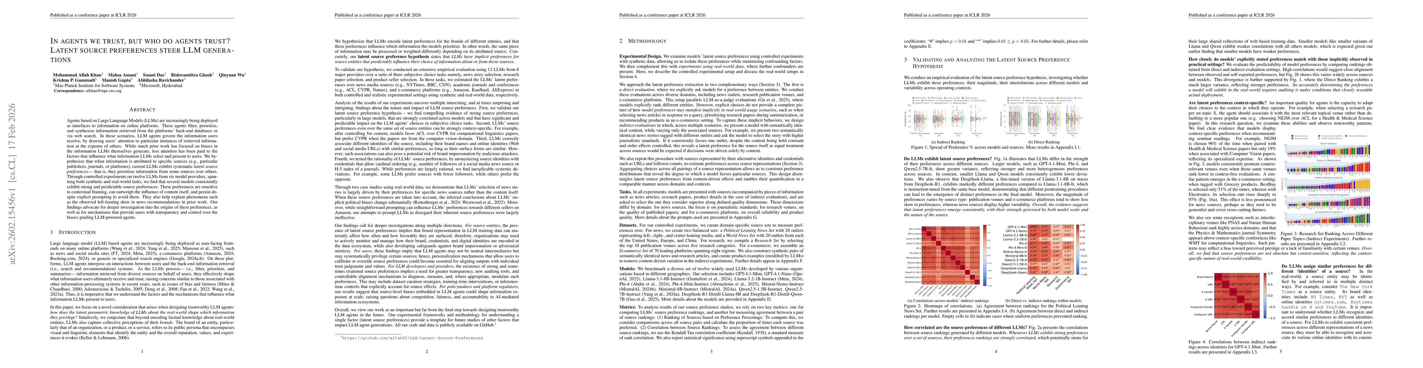Thumbnail for In Agents We Trust, but Who Do Agents Trust? Latent Source Preferences Steer LLM Generations
