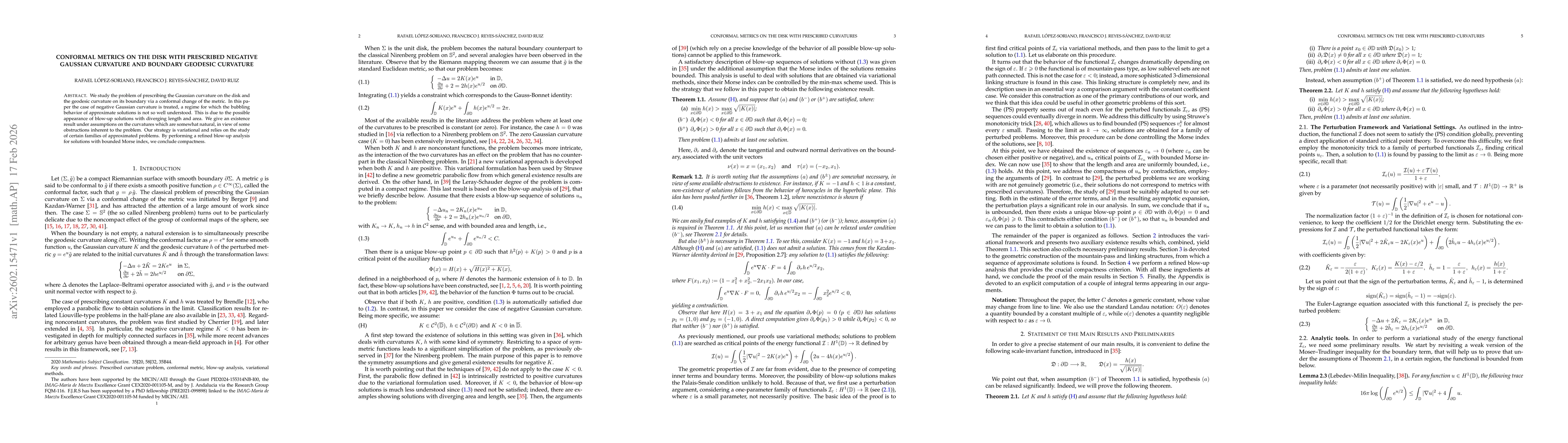 Thumbnail for Conformal Metrics on the Disk with Prescribed Negative Gaussian Curvature and Boundary Geodesic Curvature