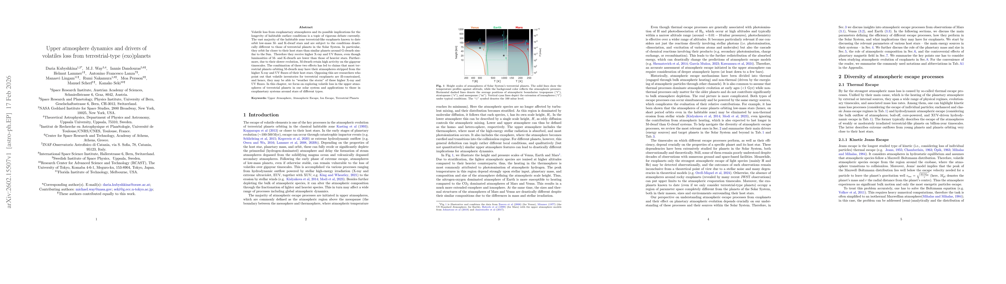 Thumbnail for Upper atmosphere dynamics and drivers of volatiles loss from terrestrial-type (exo)planets