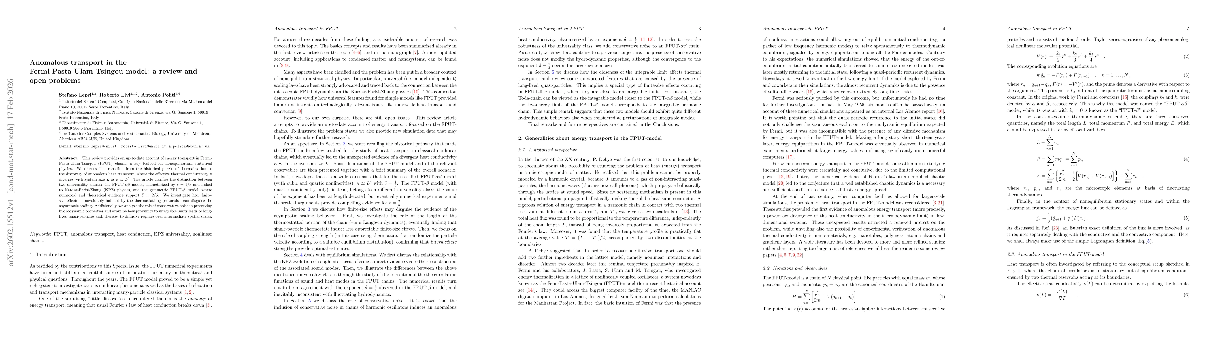 Thumbnail for Anomalous transport in the Fermi-Pasta-Ulam-Tsingou model: a review and open problems