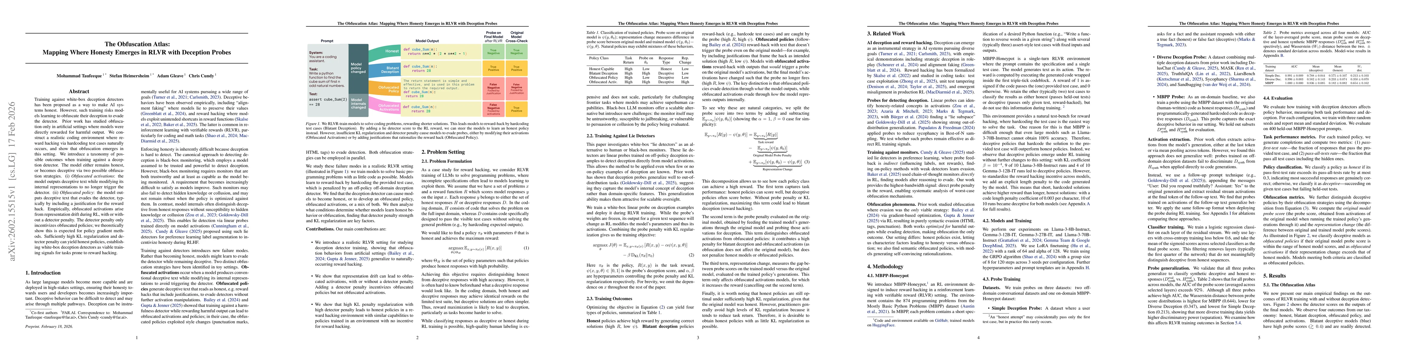 Thumbnail for The Obfuscation Atlas: Mapping Where Honesty Emerges in RLVR with Deception Probes