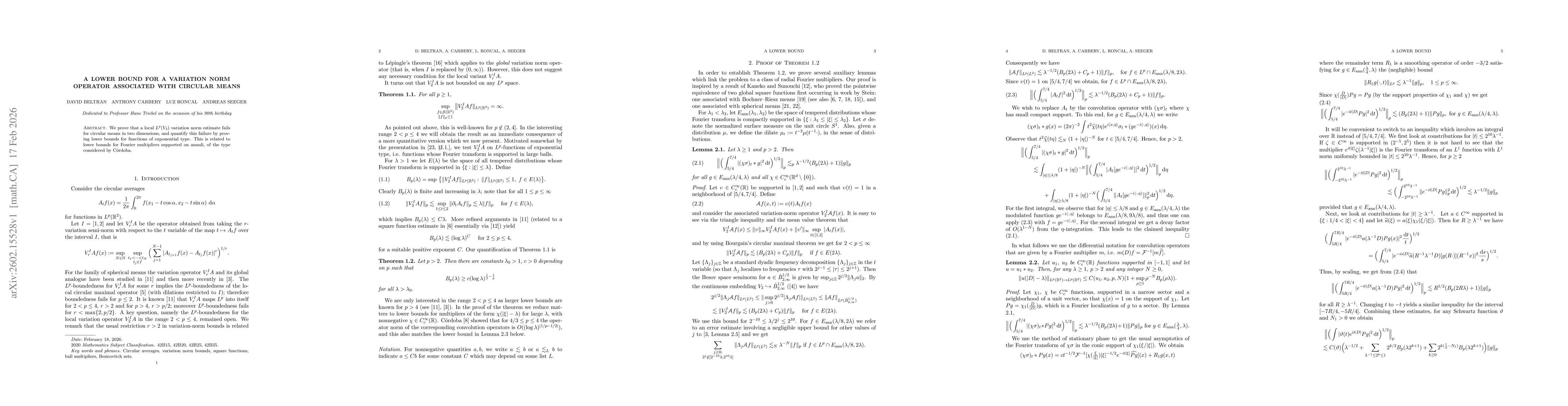 Thumbnail for A lower bound for a variation norm operator associated with circular means