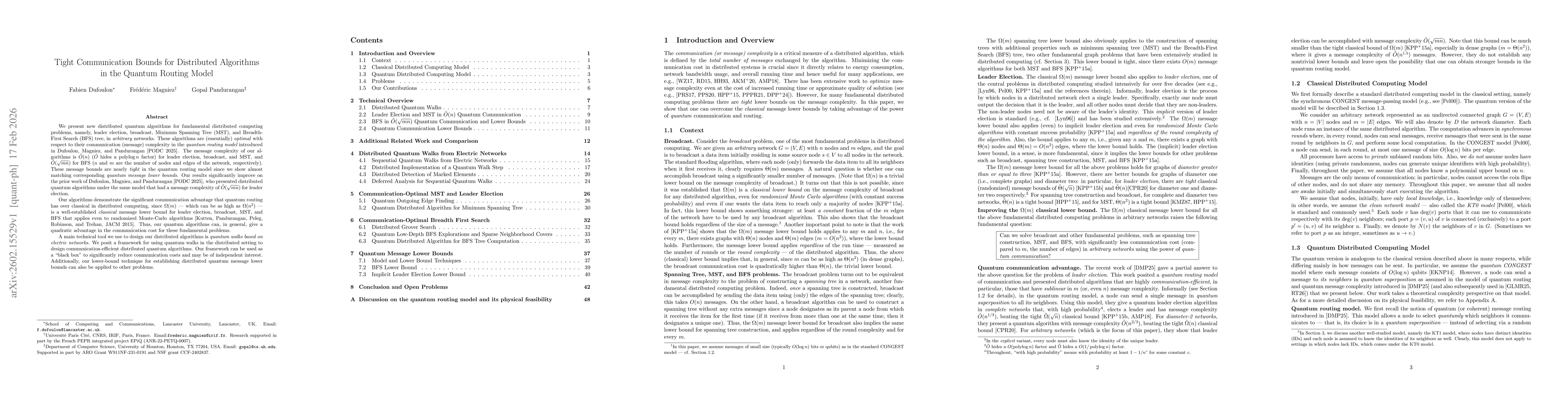 Thumbnail for Tight Communication Bounds for Distributed Algorithms in the Quantum Routing Model