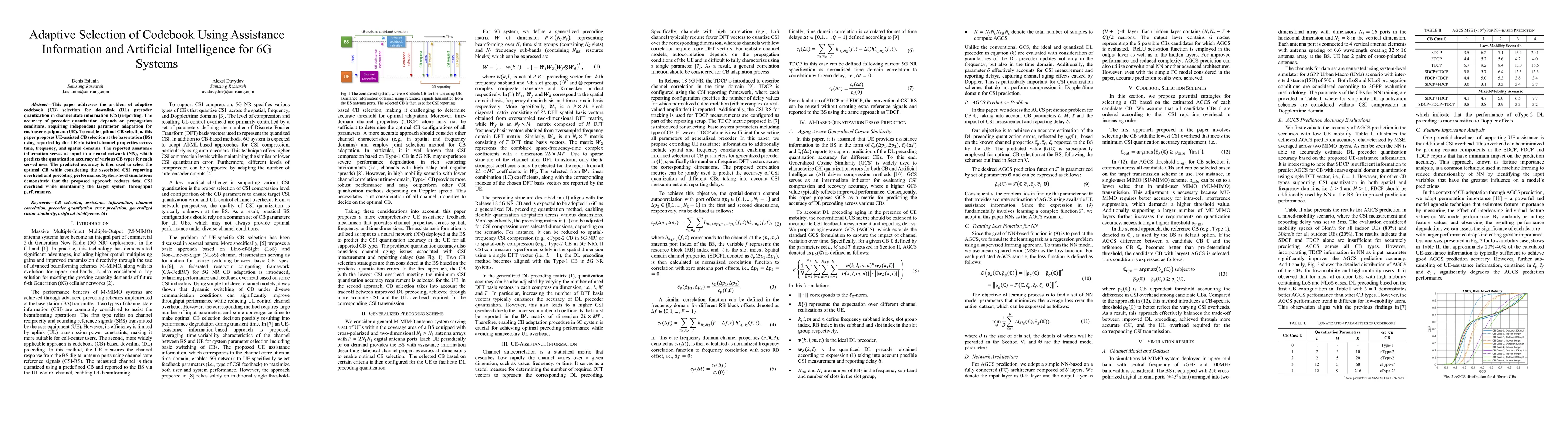 Thumbnail for Adaptive Selection of Codebook Using Assistance Information and Artificial Intelligence for 6G Systems