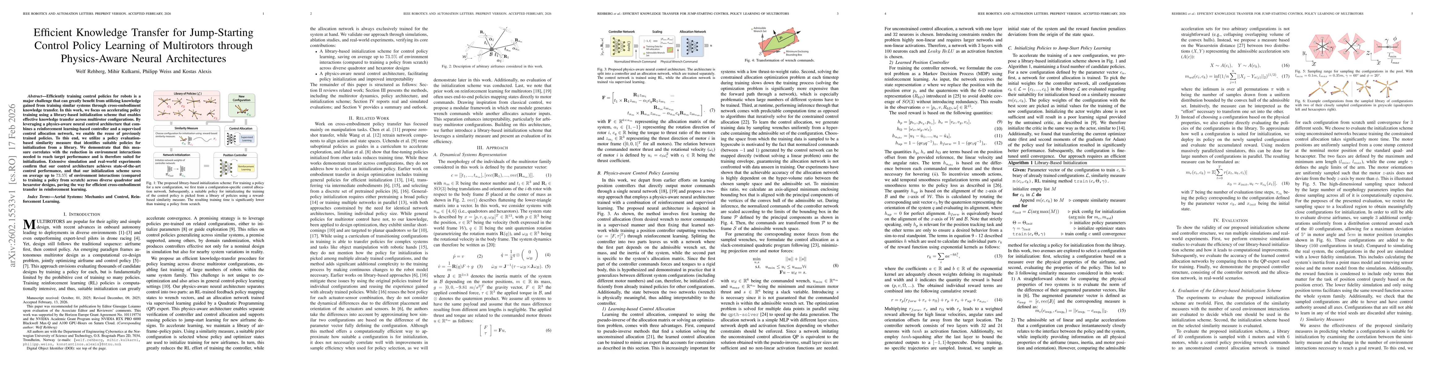 Thumbnail for Efficient Knowledge Transfer for Jump-Starting Control Policy Learning of Multirotors through Physics-Aware Neural Architectures