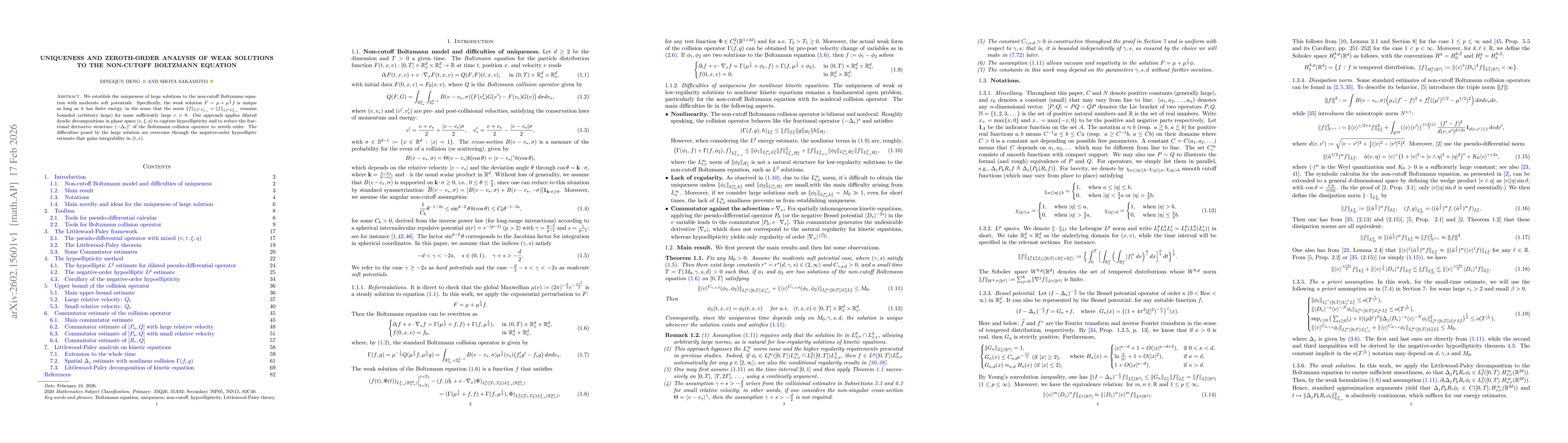 Thumbnail for Uniqueness and Zeroth-Order Analysis of Weak Solutions to the Non-cutoff Boltzmann equation