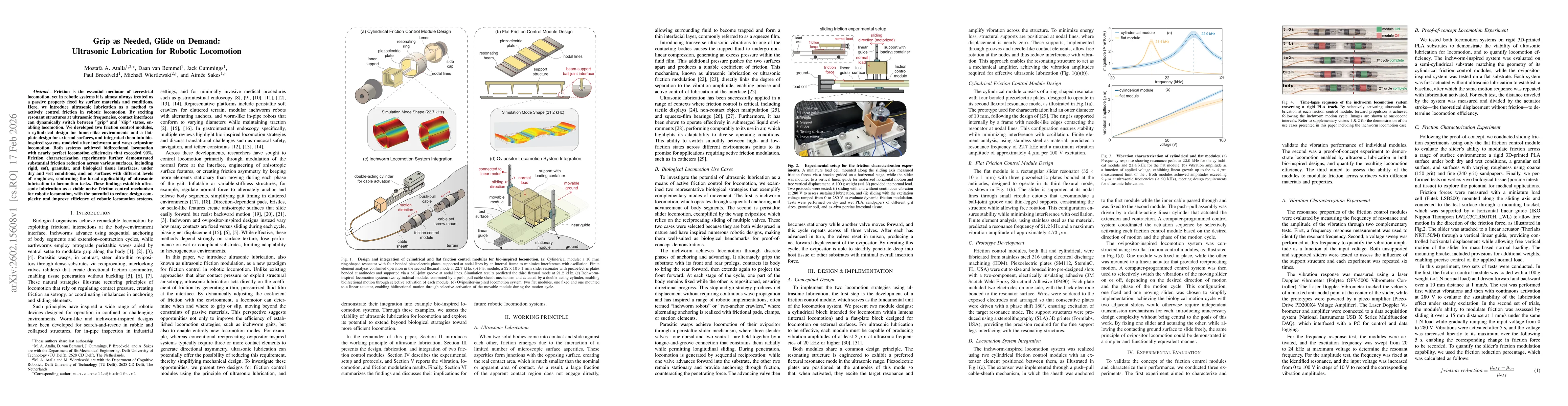 Thumbnail for Grip as Needed, Glide on Demand: Ultrasonic Lubrication for Robotic Locomotion