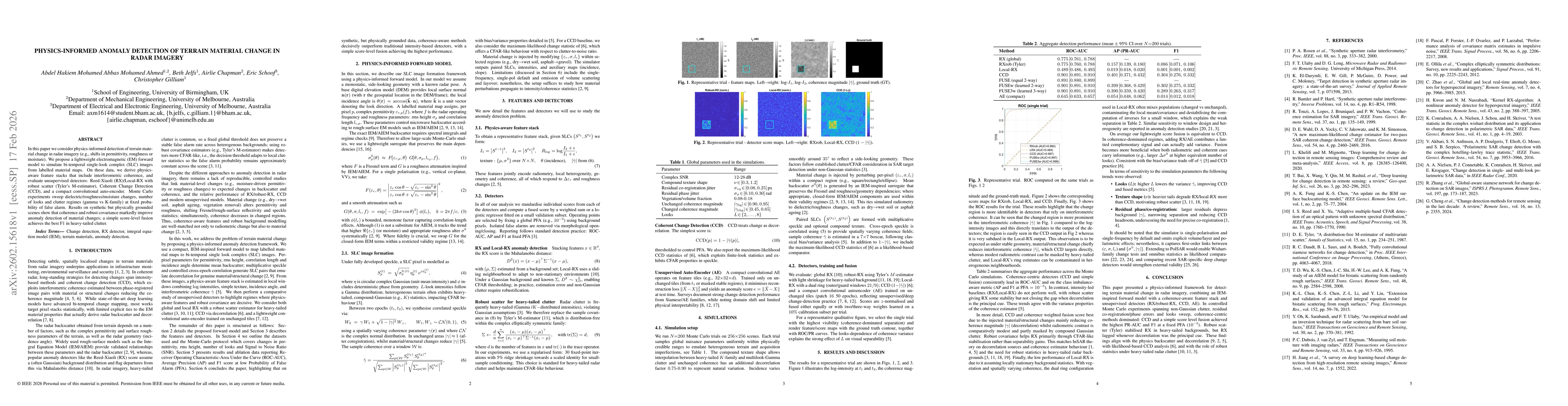 Thumbnail for Physics-Informed Anomaly Detection of Terrain Material Change in Radar Imagery