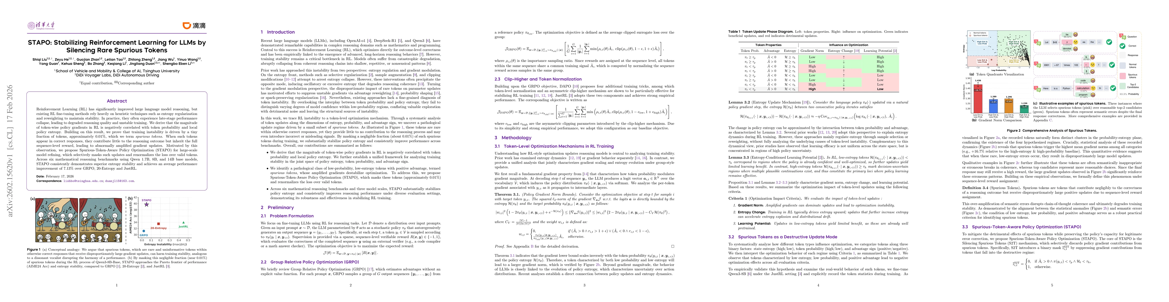 Thumbnail for STAPO: Stabilizing Reinforcement Learning for LLMs by Silencing Rare Spurious Tokens