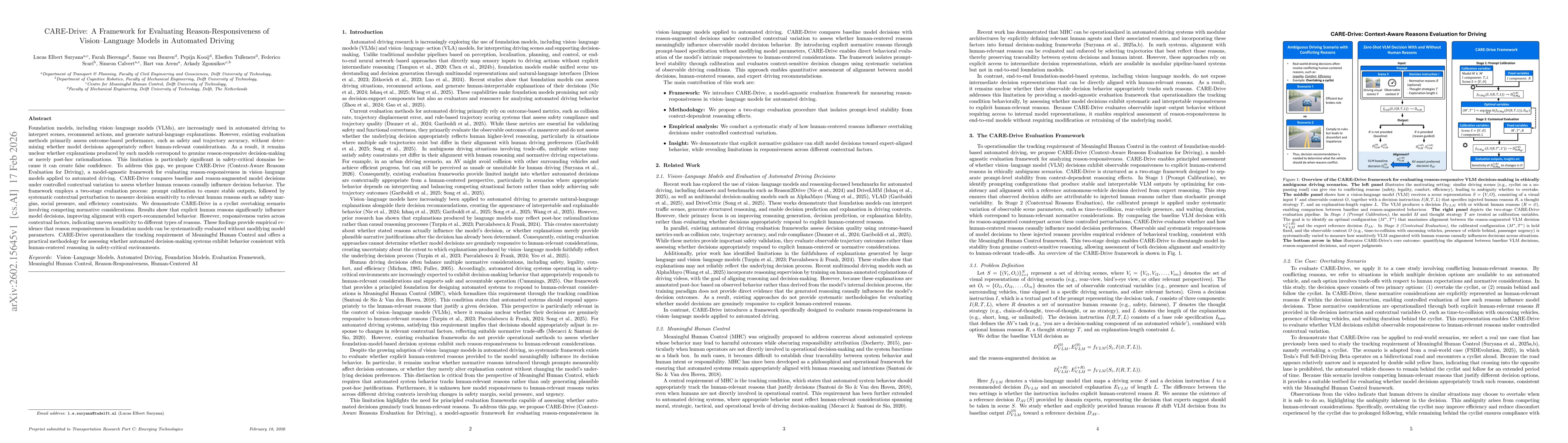 Thumbnail for CARE Drive A Framework for Evaluating Reason-Responsiveness of Vision Language Models in Automated Driving