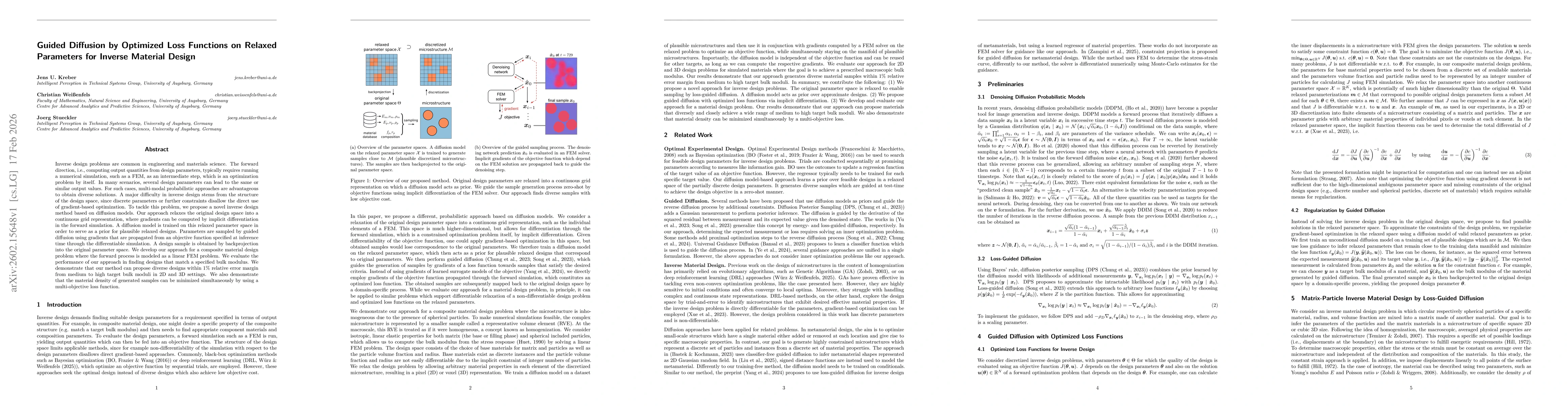 Thumbnail for Guided Diffusion by Optimized Loss Functions on Relaxed Parameters for Inverse Material Design
