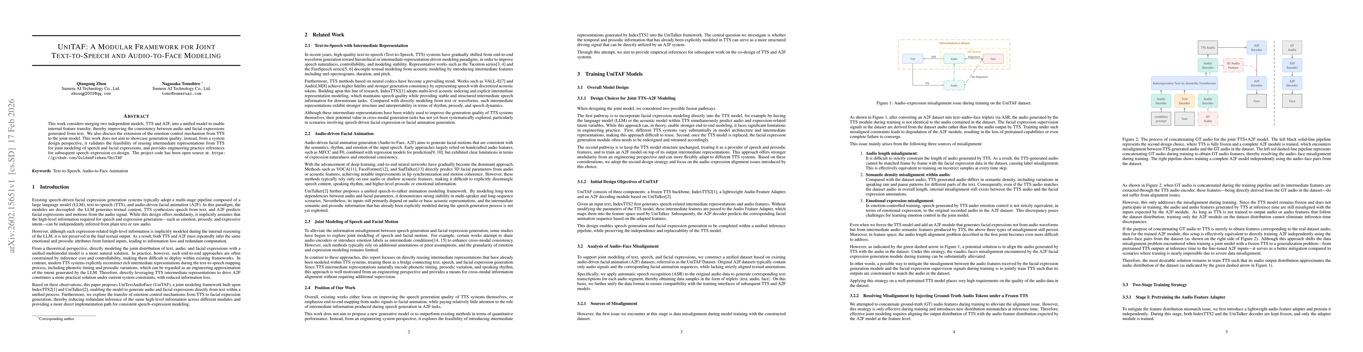 Thumbnail for UniTAF: A Modular Framework for Joint Text-to-Speech and Audio-to-Face Modeling