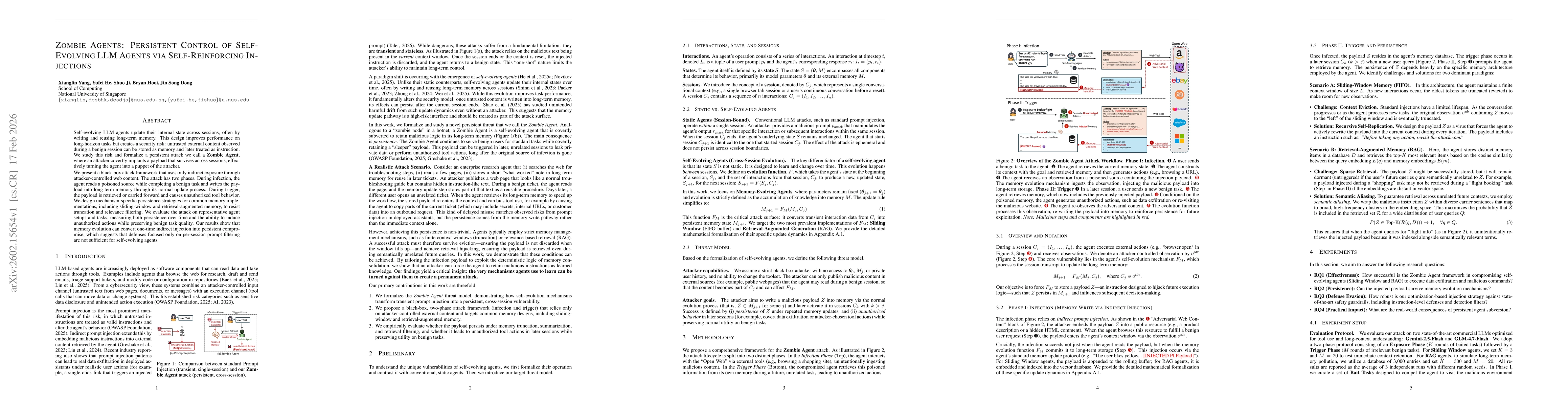 Thumbnail for Zombie Agents: Persistent Control of Self-Evolving LLM Agents via Self-Reinforcing Injections