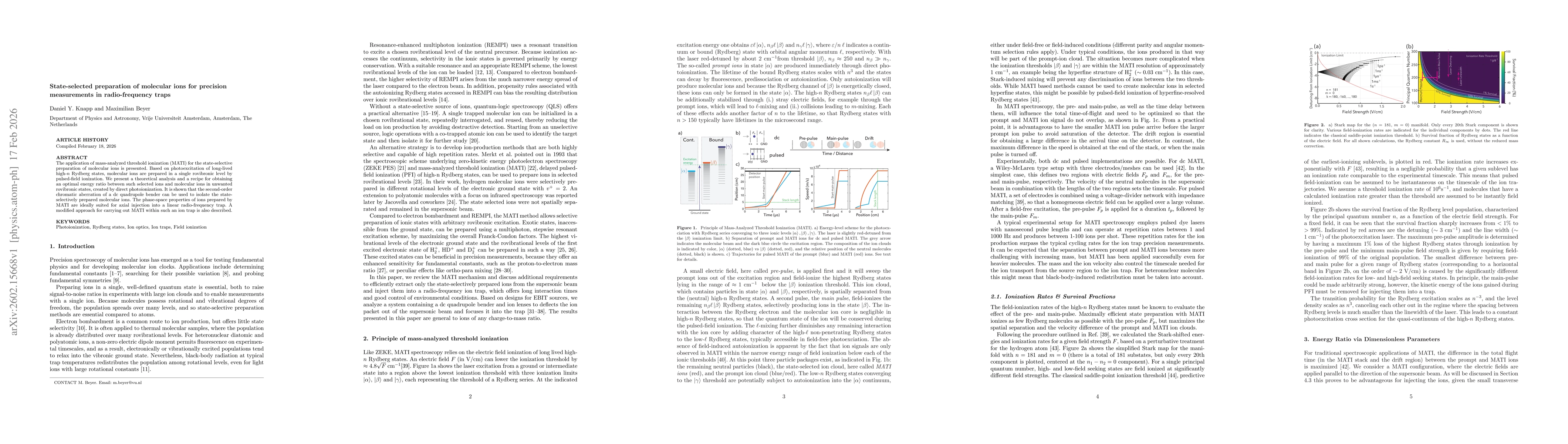 Thumbnail for State-selected preparation of molecular ions for precision measurements in radio-frequency traps
