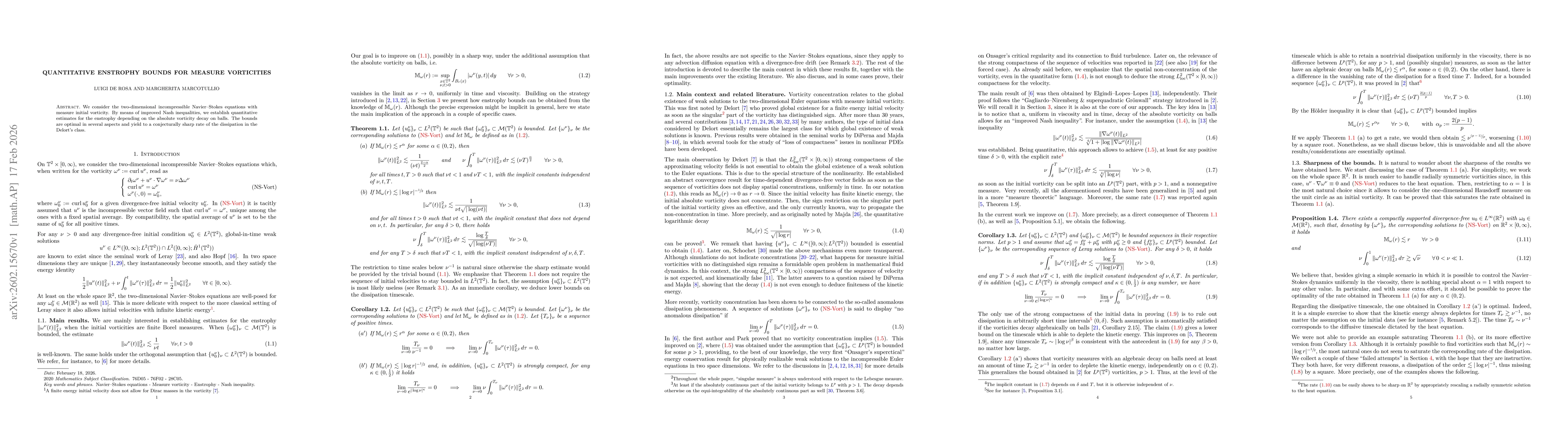 Thumbnail for Quantitative enstrophy bounds for measure vorticities