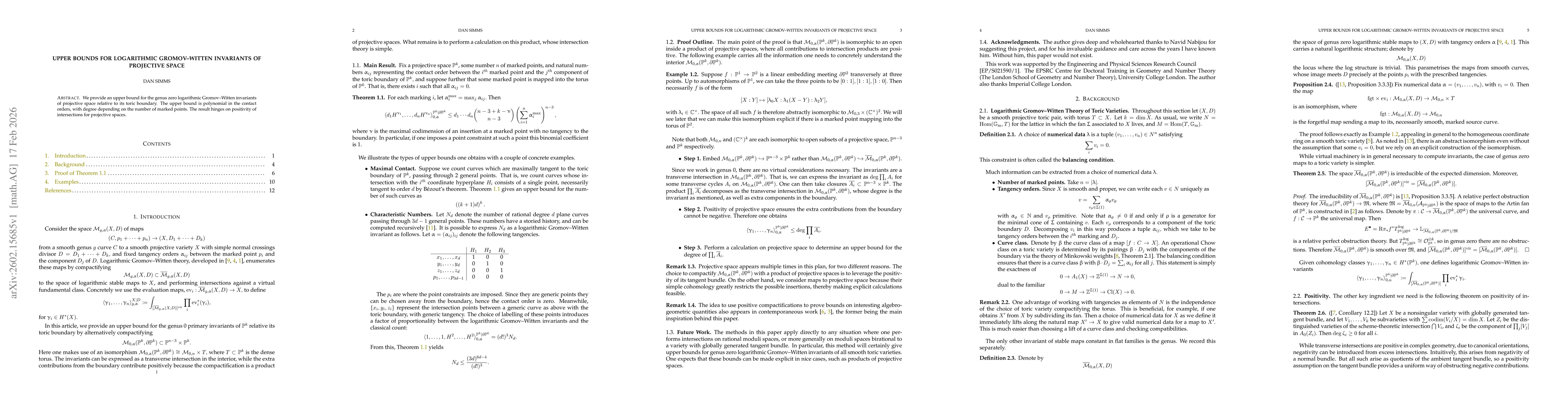 Thumbnail for Upper bounds for logarithmic Gromov-Witten invariants of projective space
