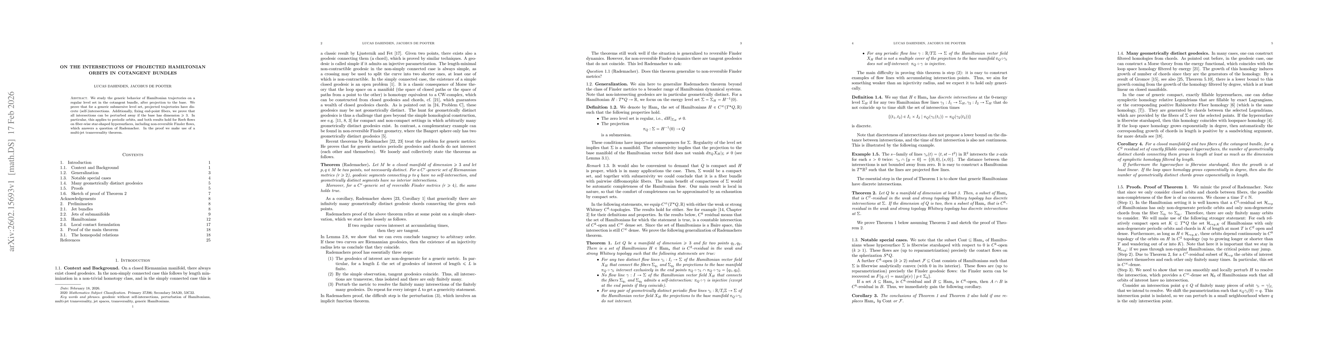 Thumbnail for On the intersections of projected Hamiltonian orbits in cotangent bundles