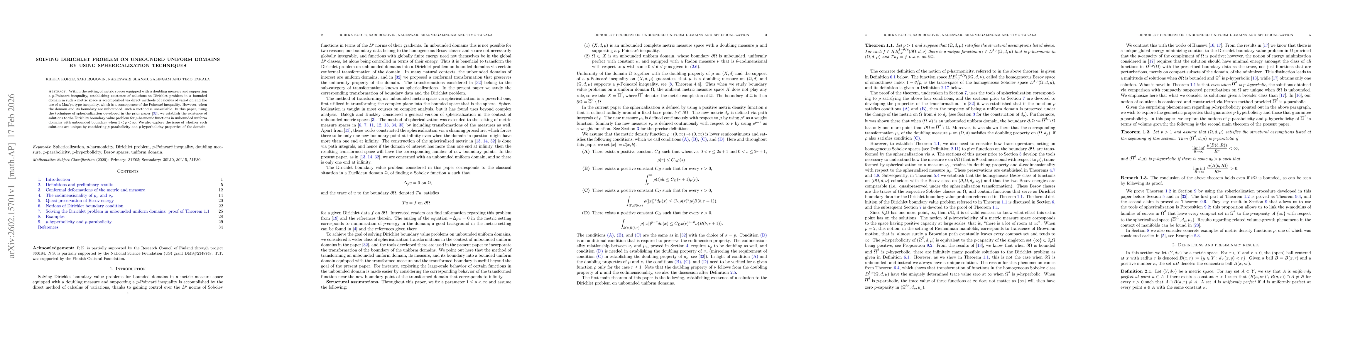 Thumbnail for Solving Dirichlet problem on unbounded uniform domains by using sphericalization techniques