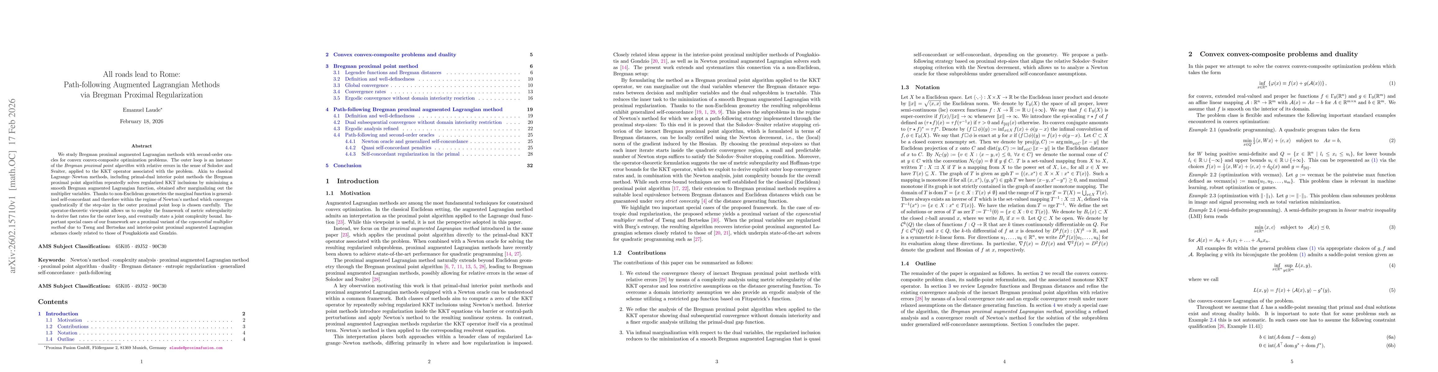 Thumbnail for All roads lead to Rome: Path-following Augmented Lagrangian Methods via Bregman Proximal Regularization