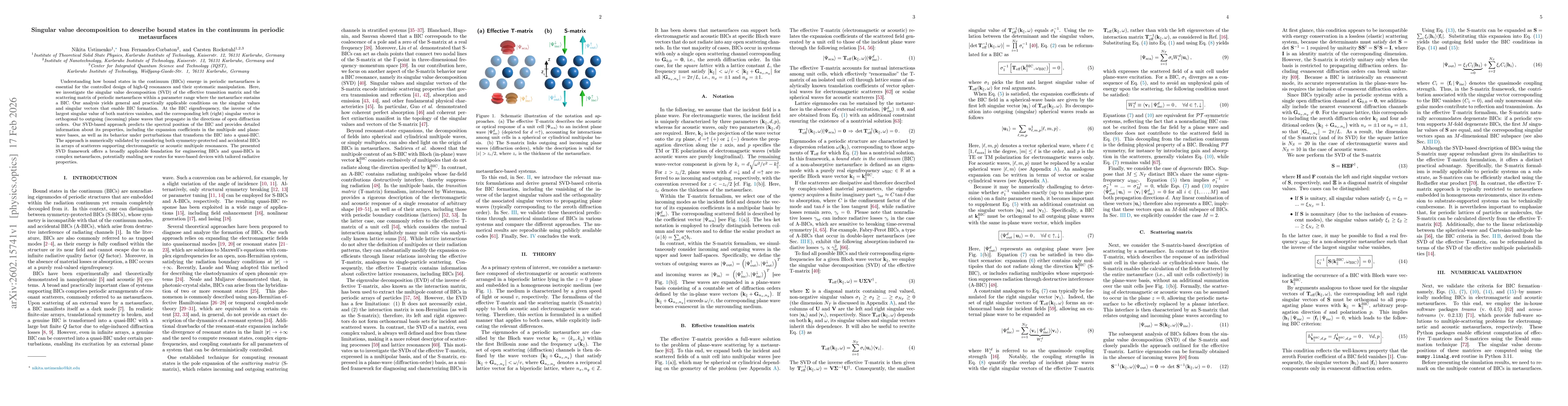 Thumbnail for Singular value decomposition to describe bound states in the continuum in periodic metasurfaces