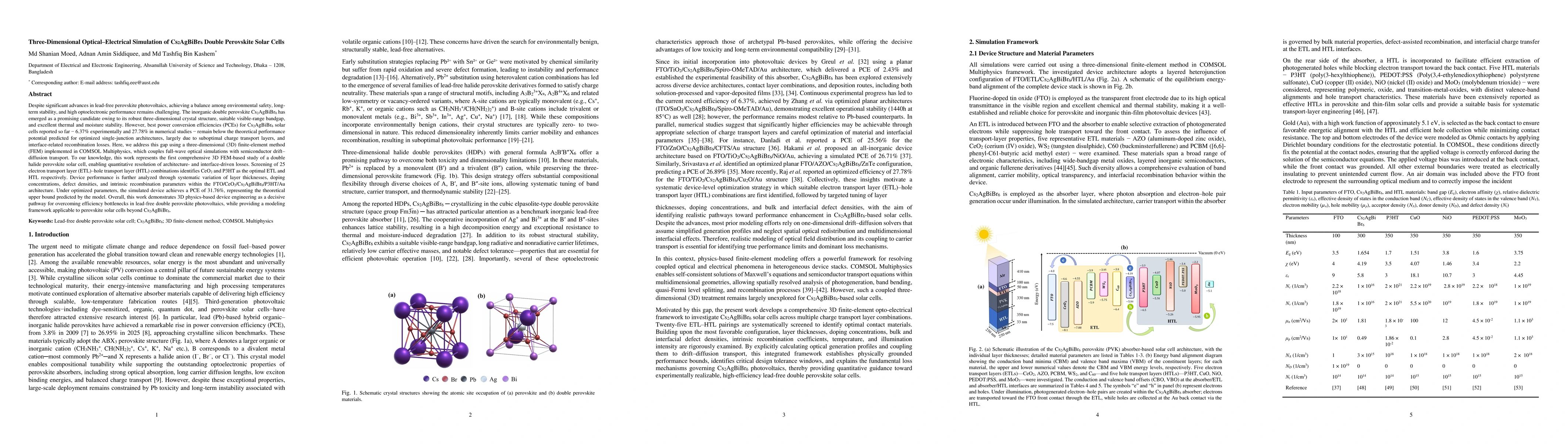 Thumbnail for Three-Dimensional Optical-Electrical Simulation of Cs2AgBiBr6 Double Perovskite Solar Cells