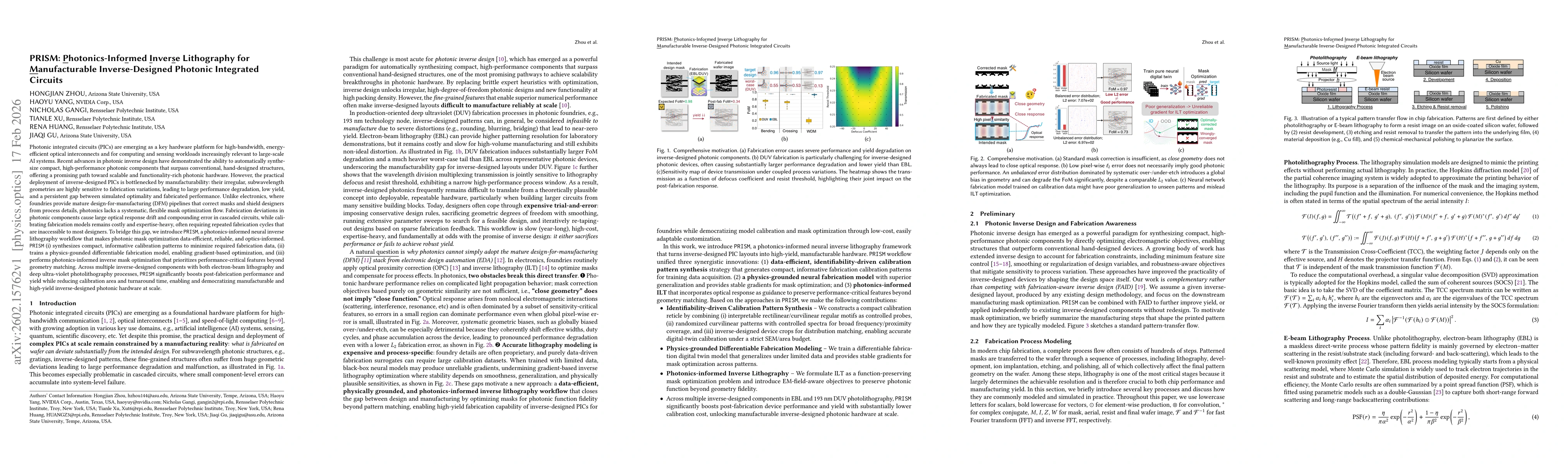 Thumbnail for PRISM: Photonics-Informed Inverse Lithography for Manufacturable Inverse-Designed Photonic Integrated Circuits