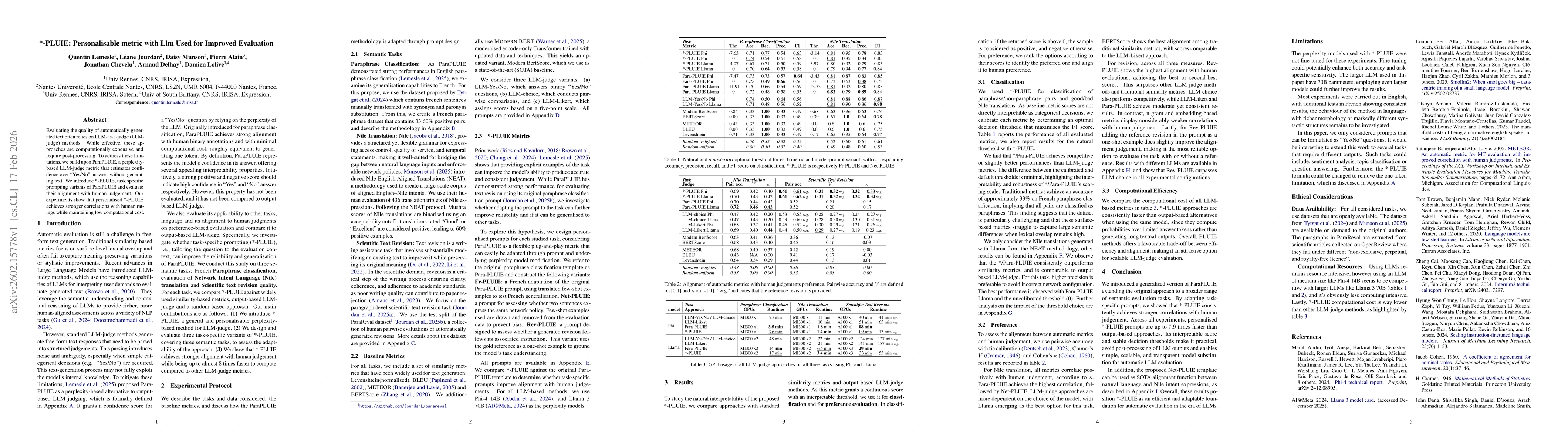 Thumbnail for *-PLUIE: Personalisable metric with Llm Used for Improved Evaluation