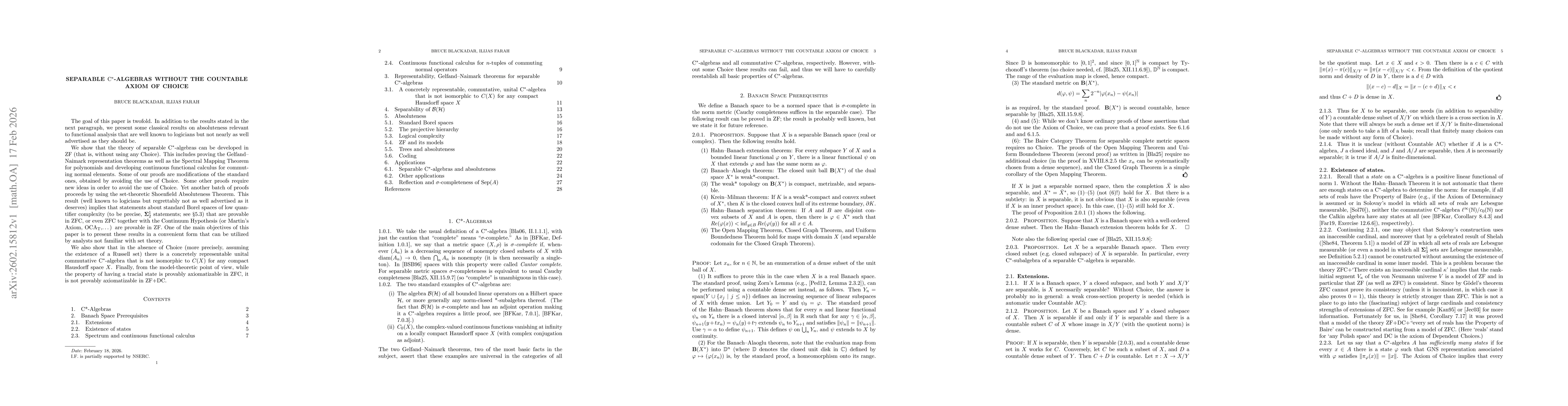 Thumbnail for Separable C*-algebras Without the Countable Axiom of Choice