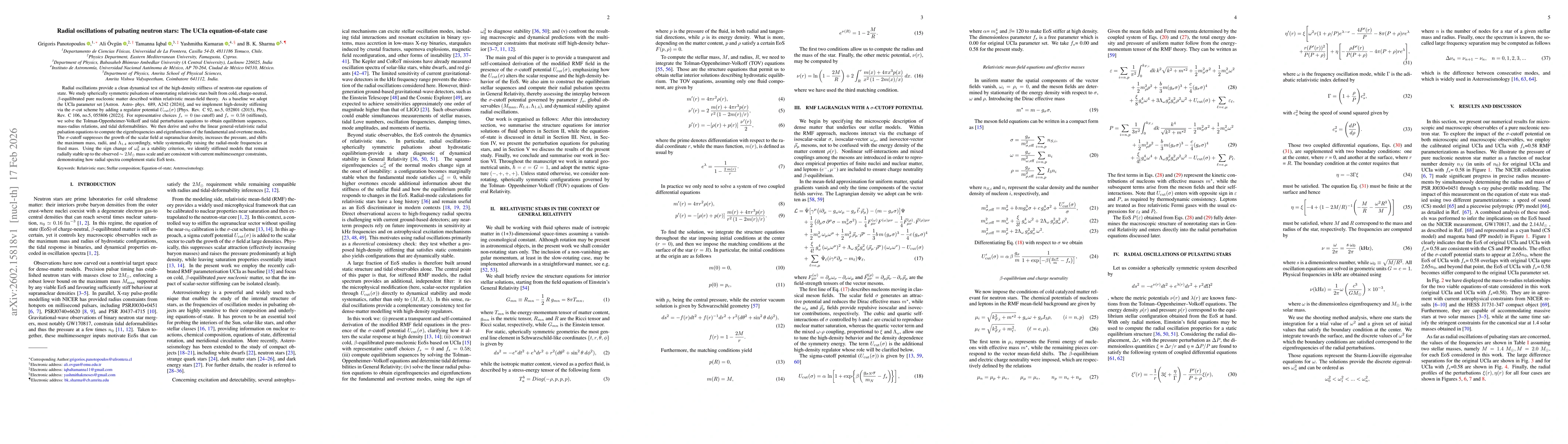 Thumbnail for Radial oscillations of pulsating neutron stars: The UCIa equation-of-state case