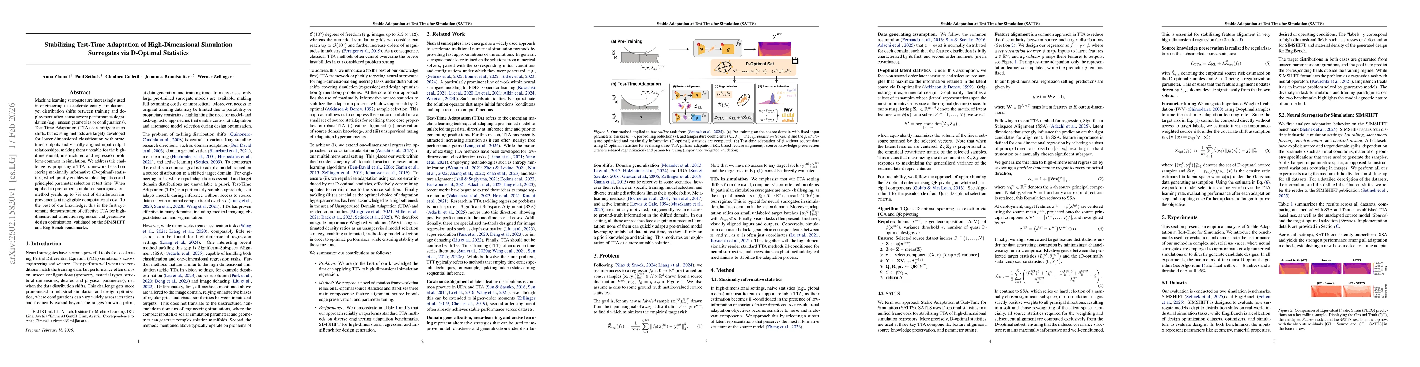 Thumbnail for Stabilizing Test-Time Adaptation of High-Dimensional Simulation Surrogates via D-Optimal Statistics