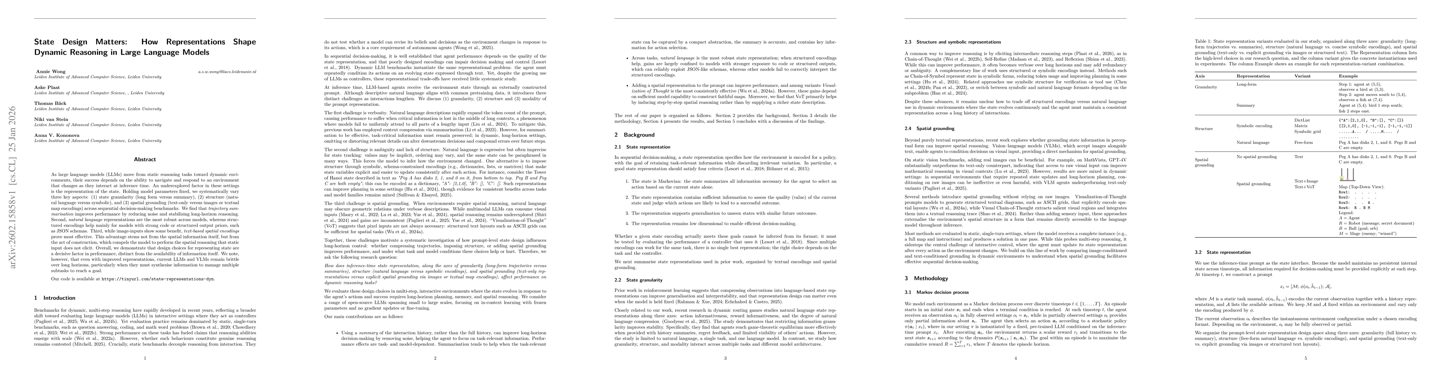 Thumbnail for State Design Matters: How Representations Shape Dynamic Reasoning in Large Language Models