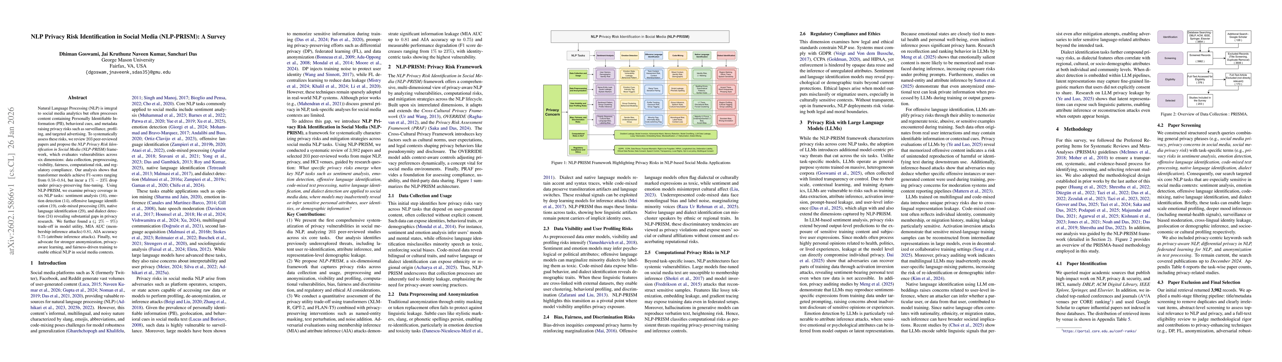 Thumbnail for NLP Privacy Risk Identification in Social Media (NLP-PRISM): A Survey