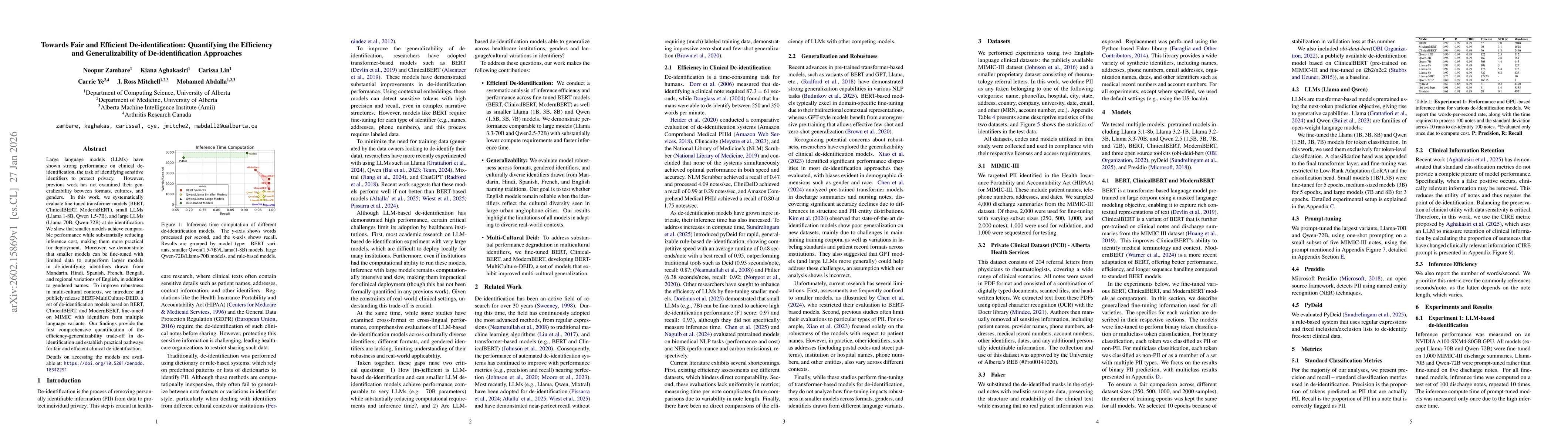 Thumbnail for Towards Fair and Efficient De-identification: Quantifying the Efficiency and Generalizability of De-identification Approaches