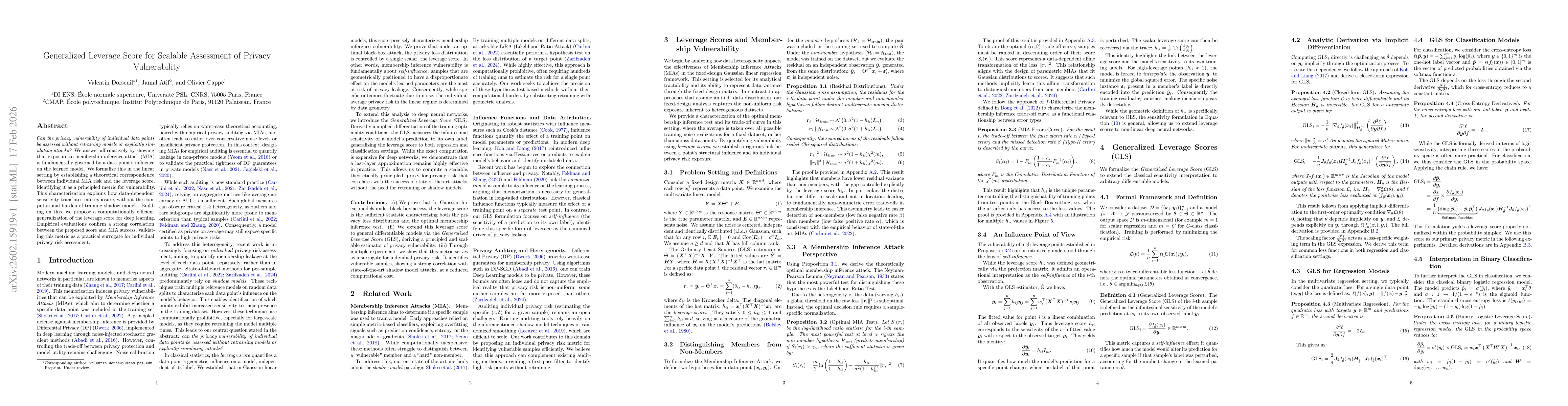 Thumbnail for Generalized Leverage Score for Scalable Assessment of Privacy Vulnerability