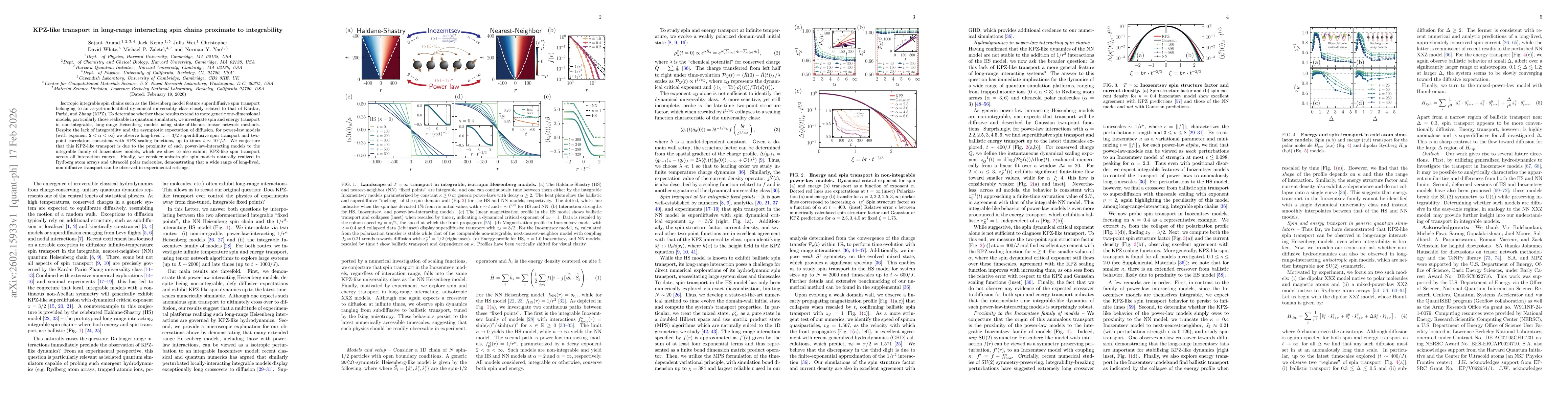 Thumbnail for KPZ-like transport in long-range interacting spin chains proximate to integrability
